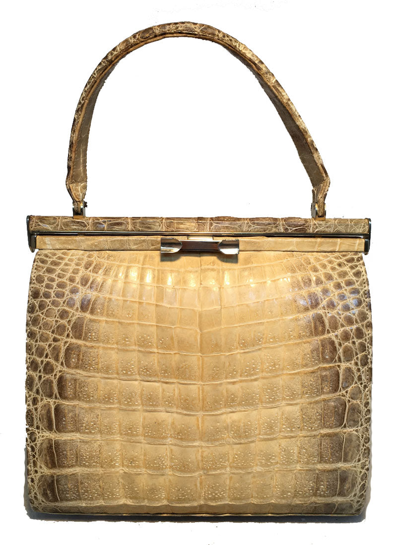 Vintage 1960s Natural Beige Crocodile Handbag – Dignity Jewels Inc.