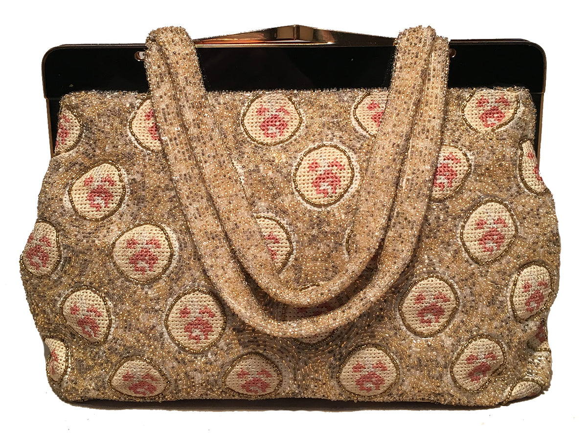 Mid Century Purse, 1955 Beaded Purse made in Belgium Exclusively for Saks  Fifth Avenue