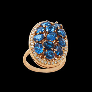 5.25CT NATURAL CEYLON BLUE SAPPHIRE 14K ROSE GOLD RING