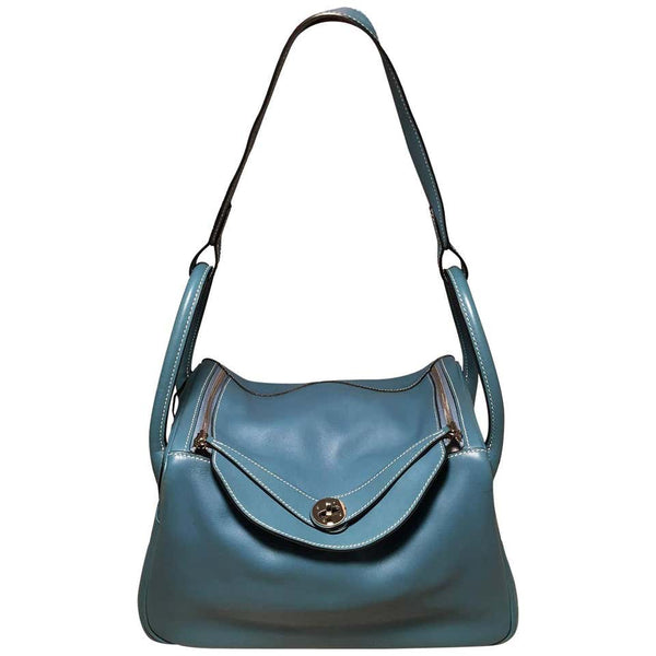 Lindy leather handbag Hermès Blue in Leather - 34503859